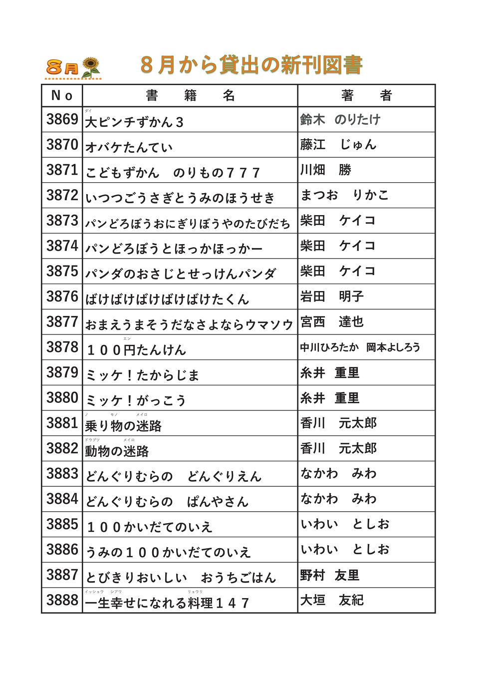 新刊図書8月 新刊図書8月
